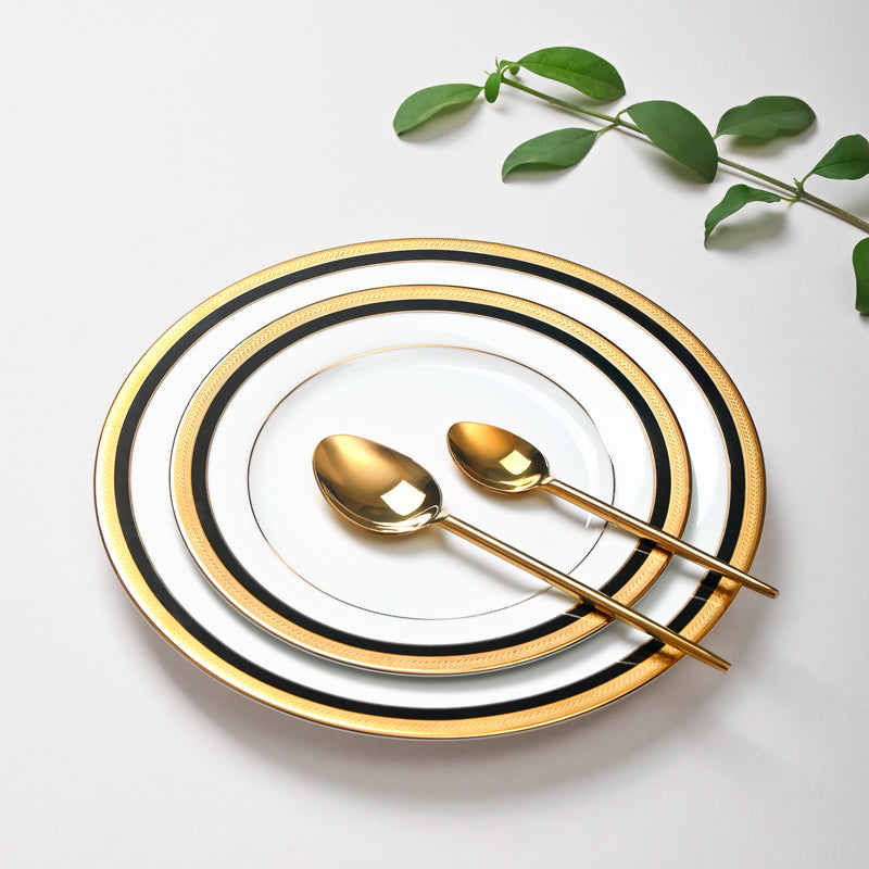 Vienna  24k Gold Brushed Porcelain Dinner Set (Blue) - 41 Piece Set media 3