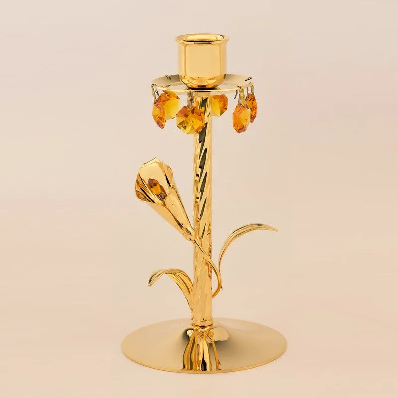 Floral Tower 24K Gold Plated Mild Steel Candle Holder media 3