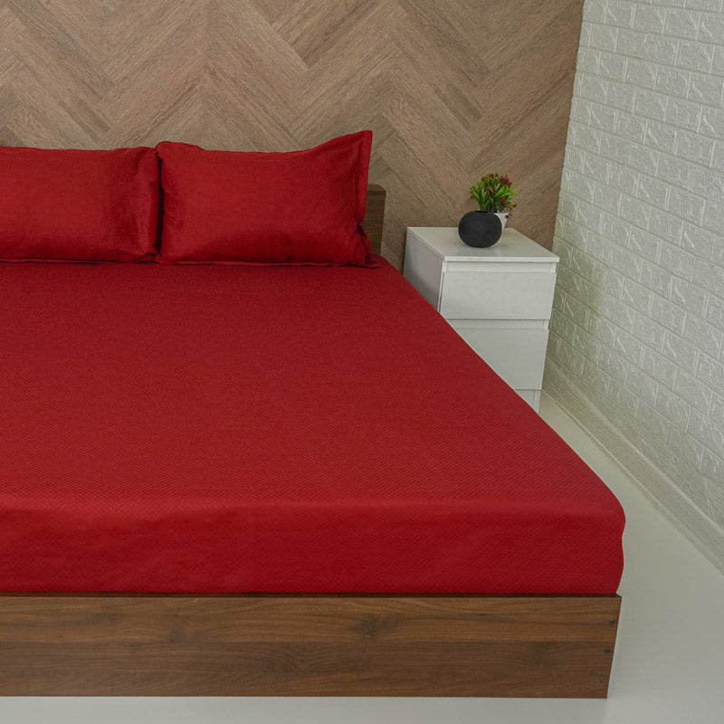 Demi Seina Cotton Bedsheet (Red) - 300 TC media 3