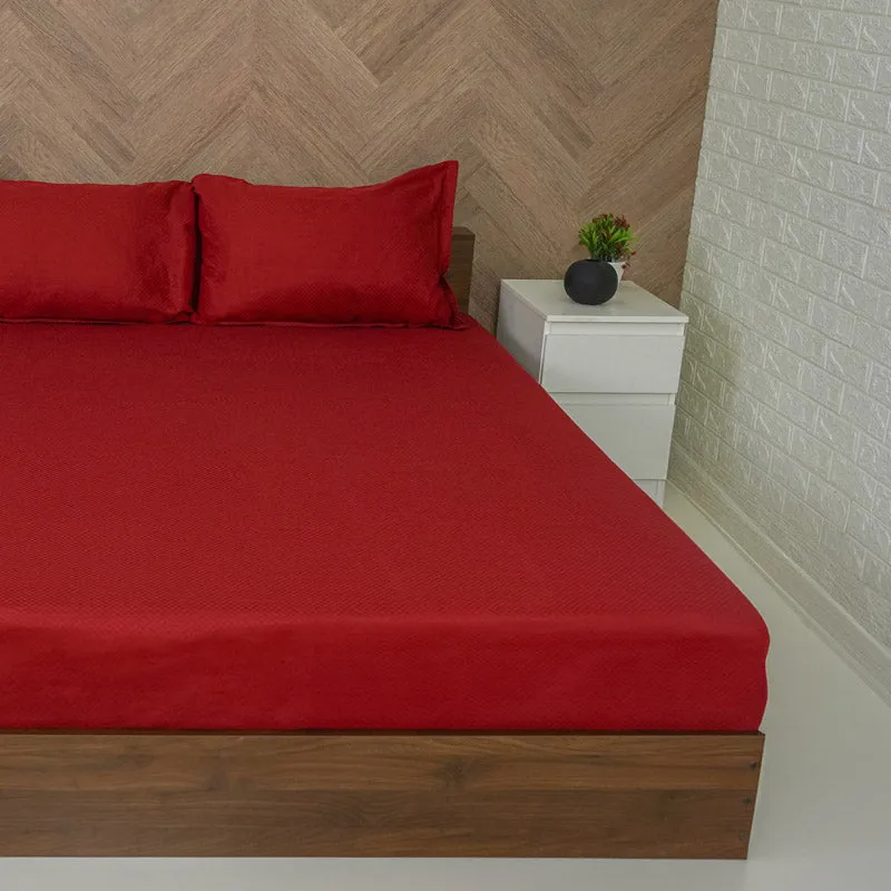 Demi Seina Cotton Bedsheet (Red) - 300 TC media 3