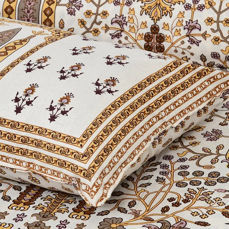 Ritu Mandala Ethnic Cotton Bedsheet (Brown,Beige) - 160 TC media 4