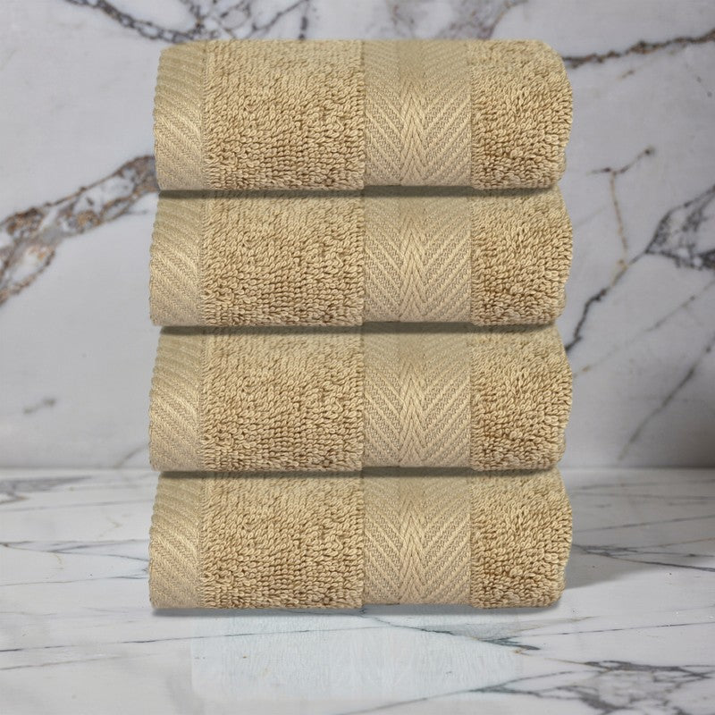 PlushAura Cotton Face Towel (Camel) - Set Of Four media 3