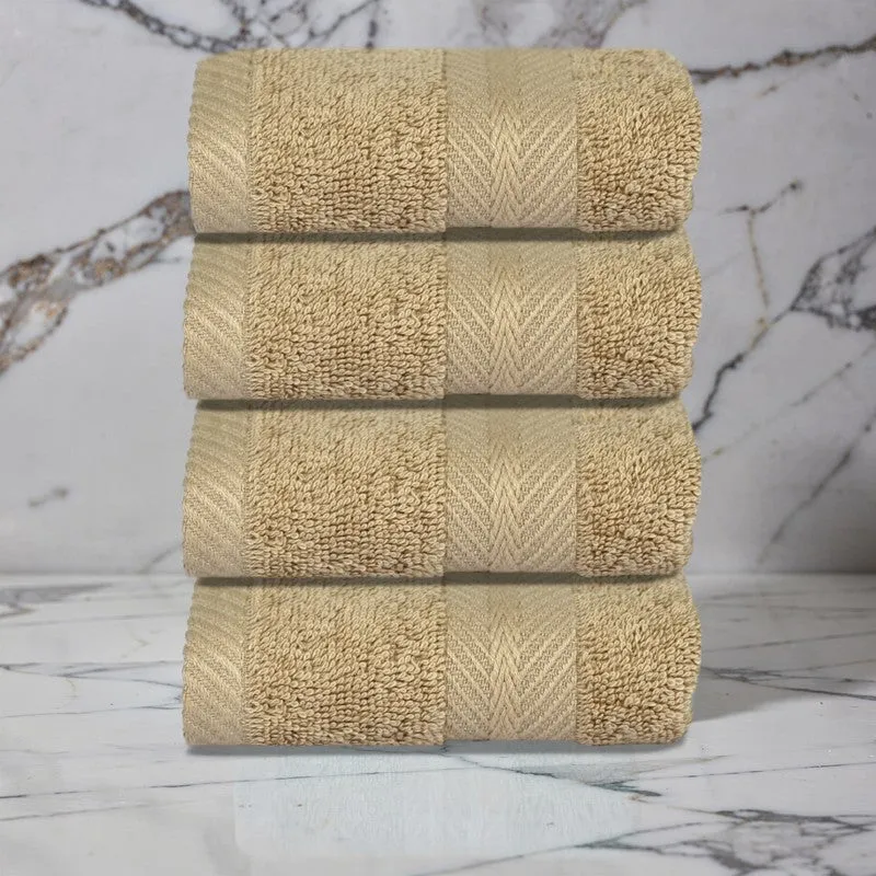 PlushAura Cotton Face Towel (Camel) - Set Of Four media 3