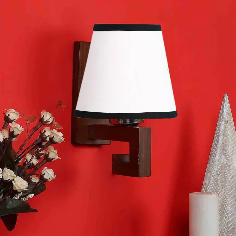 Blanc Conical Wooden Wall Lamp media 3