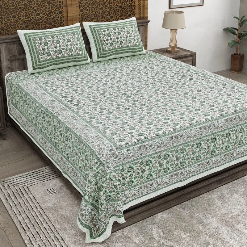 Crafton Cotton Bedsheet (Green) - 240 TC media 1