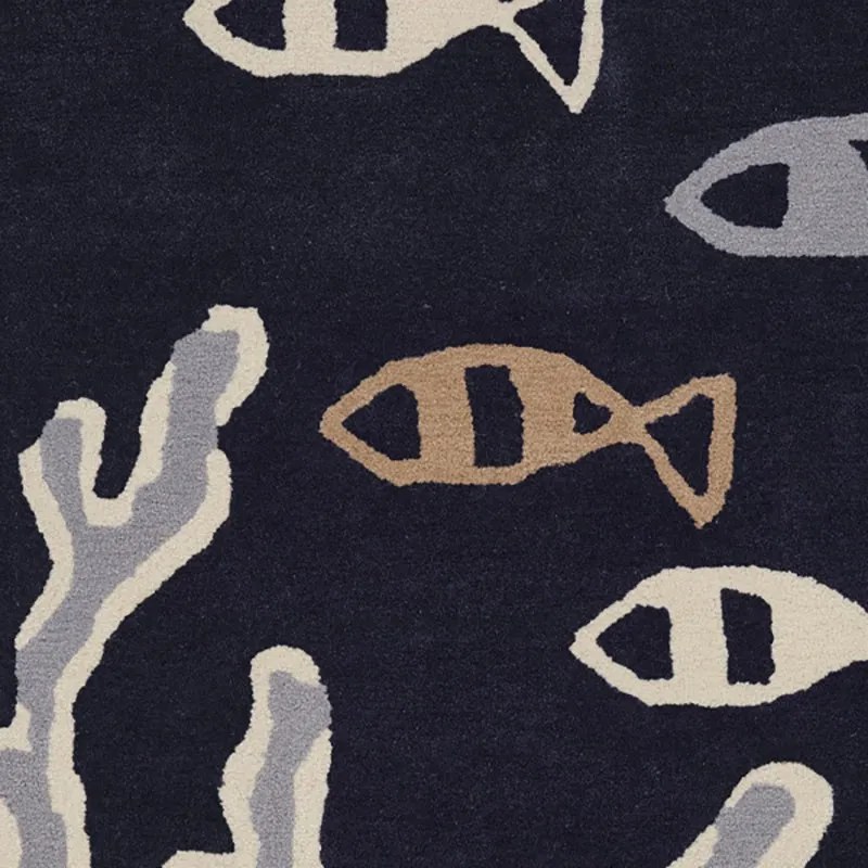 Coral Hand Tufted Cove Kids Wool & Nylon Carpet - Navy Blue media 5
