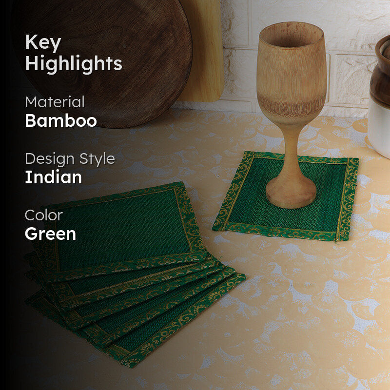 Eco Sip Bamboo Coaster (Green) - Set Of Four media 2