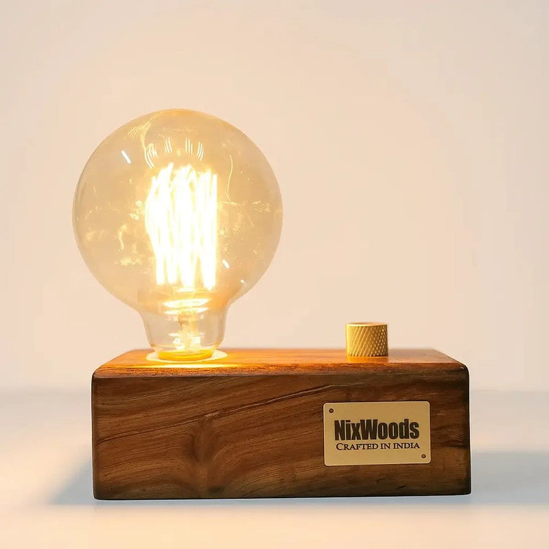 Edison Bulb Rose Wood Table Lamp - Brown media 4