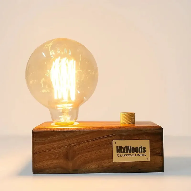 Edison Bulb Rose Wood Table Lamp - Brown media 4