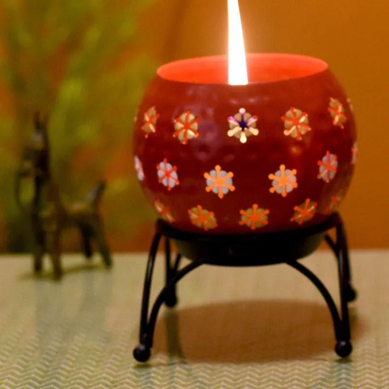 Nahusha Tealight Candle Holder (Red) - Set Of Two media 1