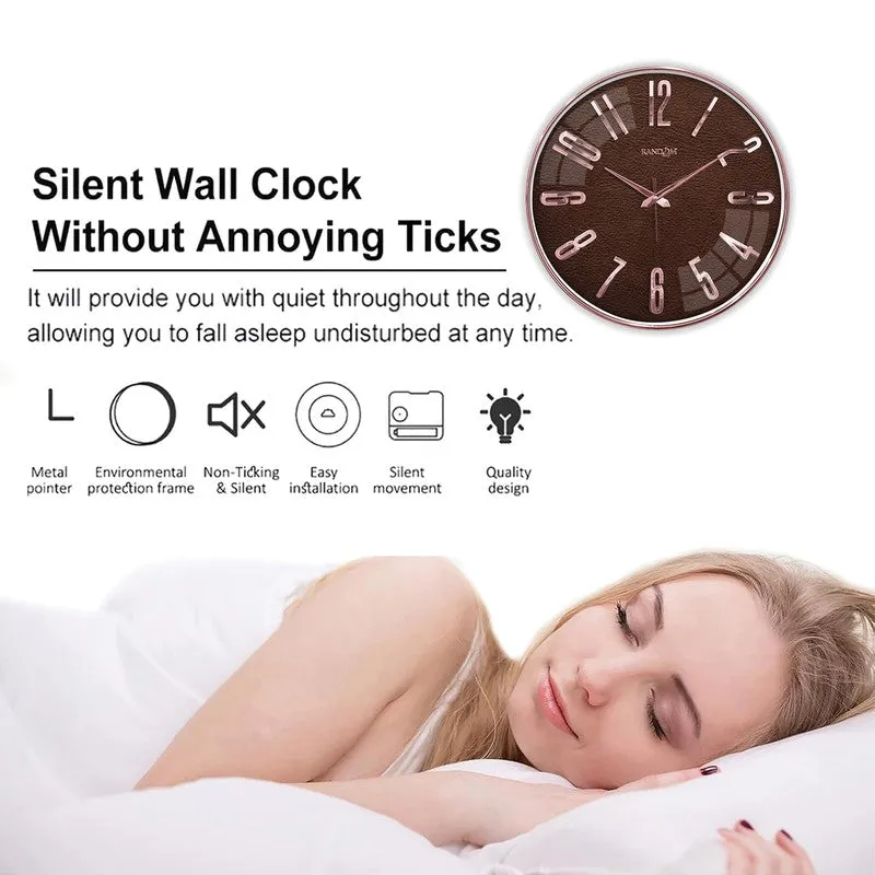 Elite Numeric Plastic Wall Clock - Brown & Rose Gold media 6