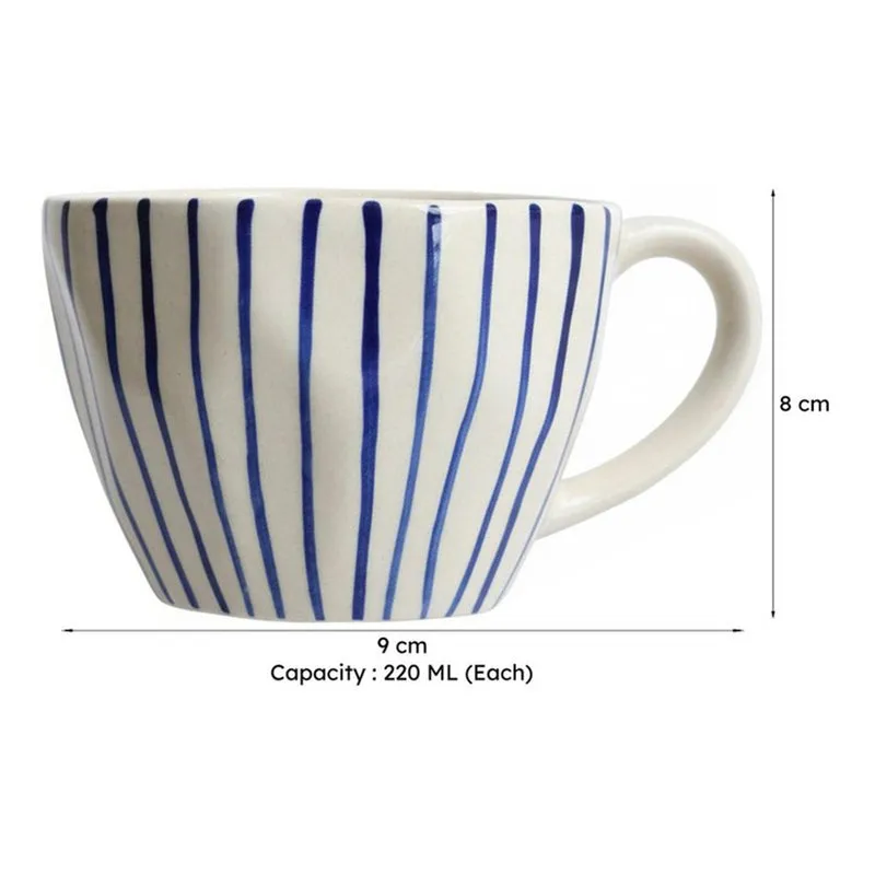 Fabel Ceramic Tea Cup (220 mL Each)/Red,Blue)- Set of Two media 5