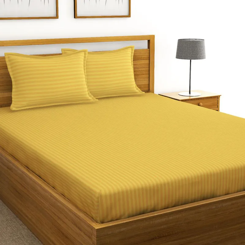 Hilton Cotton Bedsheet (Golden Yellow) - 210 TC media 1