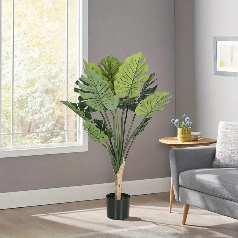 Tropika Artificial Monstera Plant With Black Plastic Pot - 3.6 Feet media 3