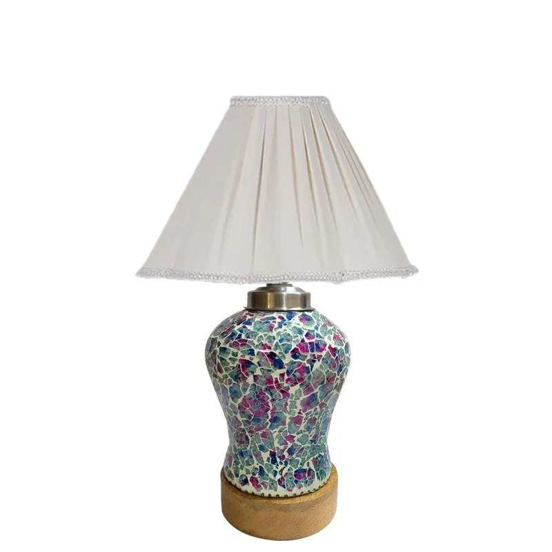 Floranisse Pleated Wooden Table Lamp - Multicolor media 4
