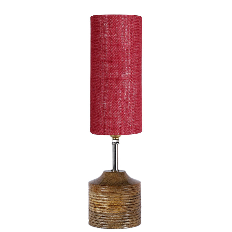 Vida Wooden Table Lamp With Jute Shade - Brown,Maroon image 4
