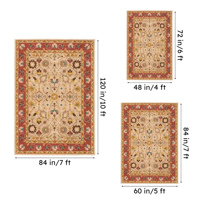 Ahriman Hand Tufted Ethnic Wool & Nylon Carpet - Beige media 14