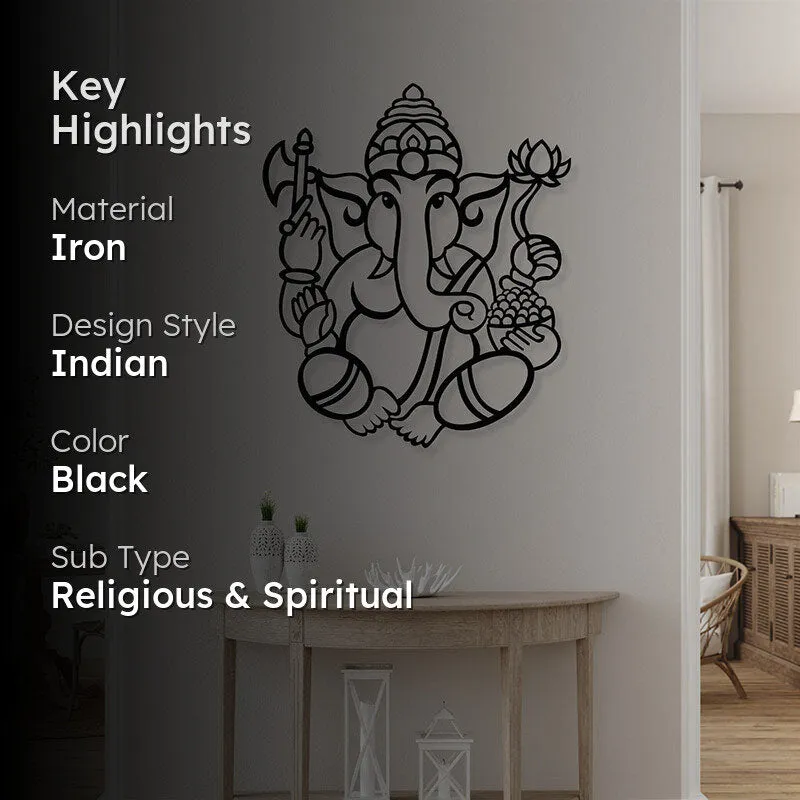 Ganesha Black Iron Wall Accent media 2