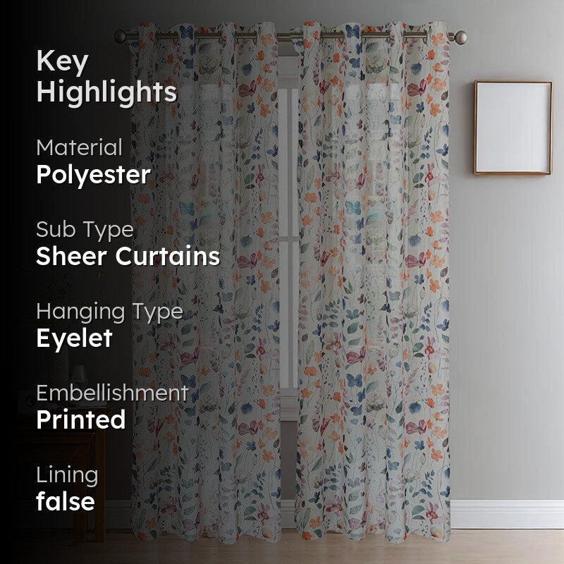 Glissar Linen Texture Sheer Curtain - Set Of Two media 2