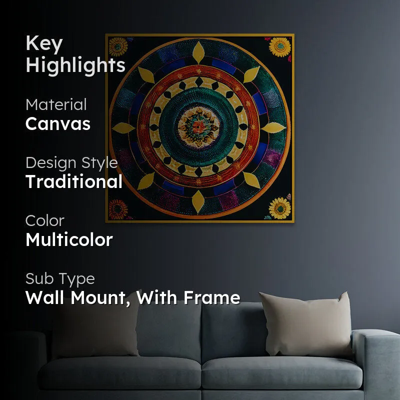 Tribal Mandala Canvas Wall Art With Frame media 2