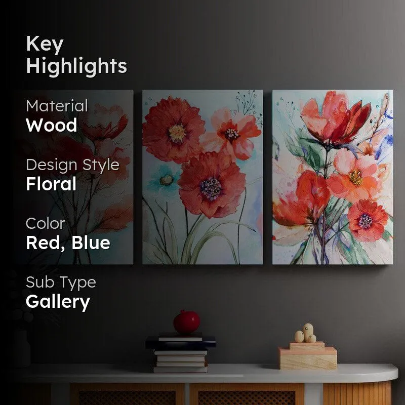 Bloom Parade Wall Painting - Set Of Three media 2