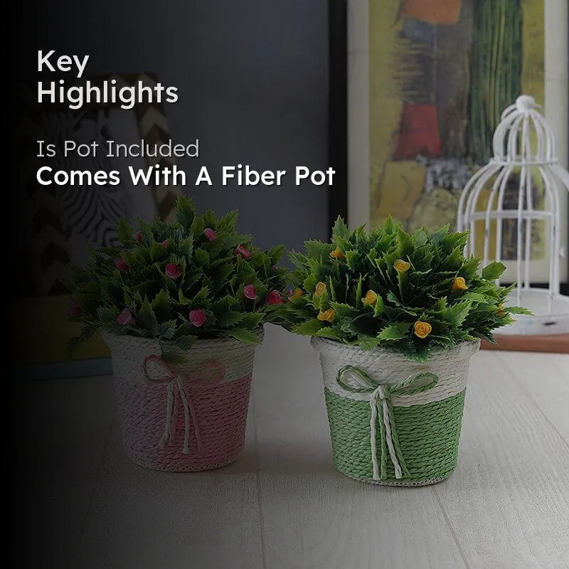 Vibrant Artificial Plant Set with Woven Pots - Pink and Green media 2