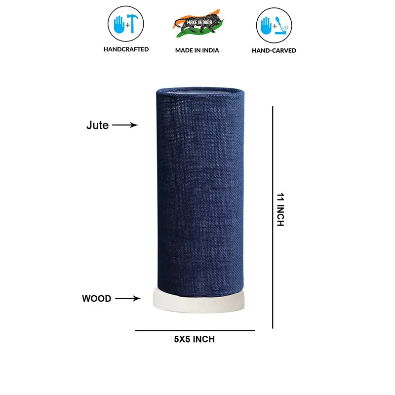 Esto Tower Wooden Table Lamp With Jute Shade - Blue,White media 9