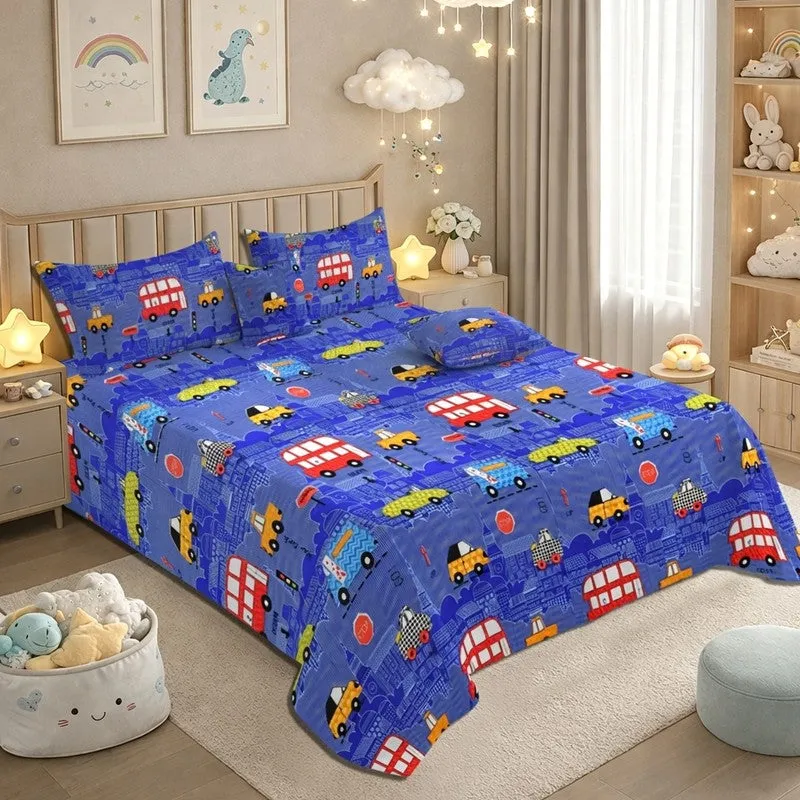 Blue Bus GlaceCotton Kids Bedding Set (180 GSM) - Five Piece Set media 1
