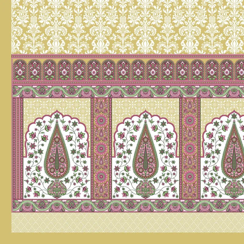Ethnic Glow Cotton Bedsheet (Yellow,Maroon) - 120 TC media 6