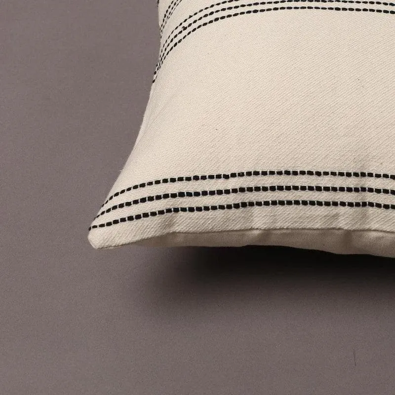Linear Beige Cotton Cushion Cover media 5