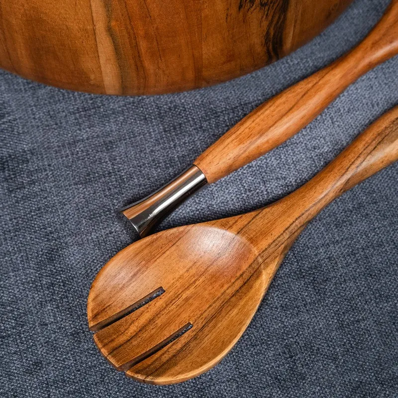 Aurelia Wood Salad Bowl with Serving Spoons (2750 Ml) - Three Piece Set media 8