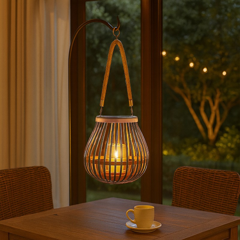 Rustic Teardrop Bamboo Tea Light Candle Holder