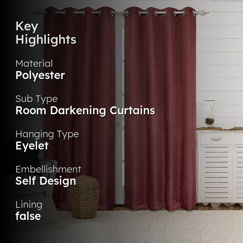 Saral Home Auriel Room Darkening Curtain (Mauve) - Set Of Two media 2