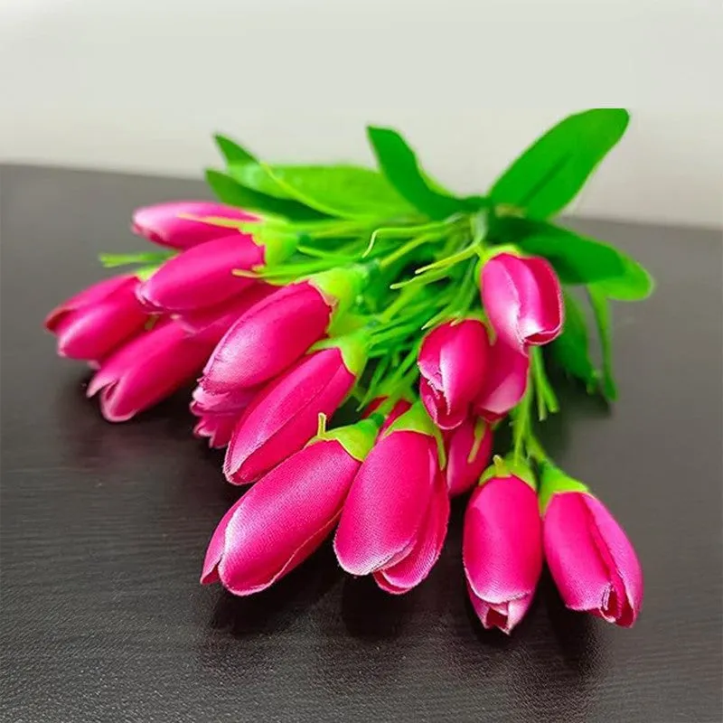 Artificial Flower Bouquet (Pink) Perfect for Living Room & Office media 6