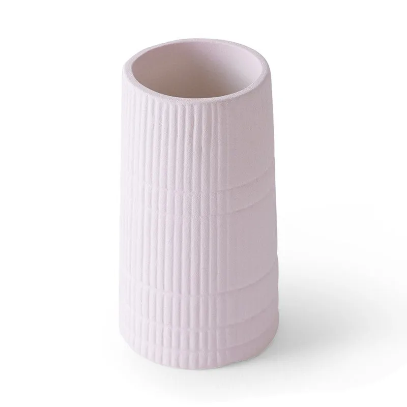 Blush Ribbed Ceramic Vase media 6