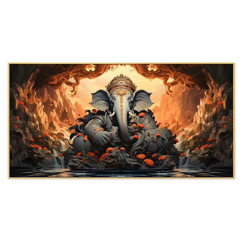Divine Gajanana Wall Painting With Frame media 4