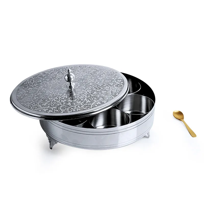 Shahi Rasa Hand-Etched Stainless Steel Masala Box media 5