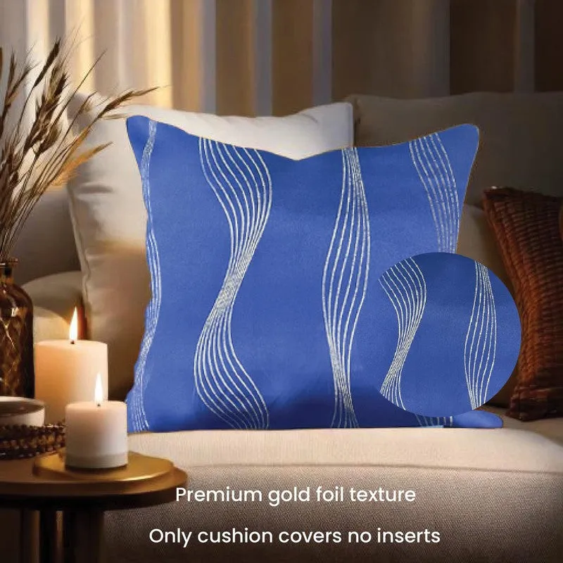 Urban Space Wave Blue Polyester Cushion Covers - Set Of Two media 3
