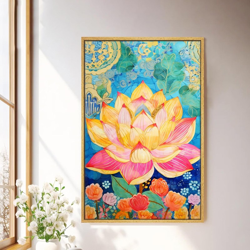 Dreamscape Lotus Wall Art With Frame