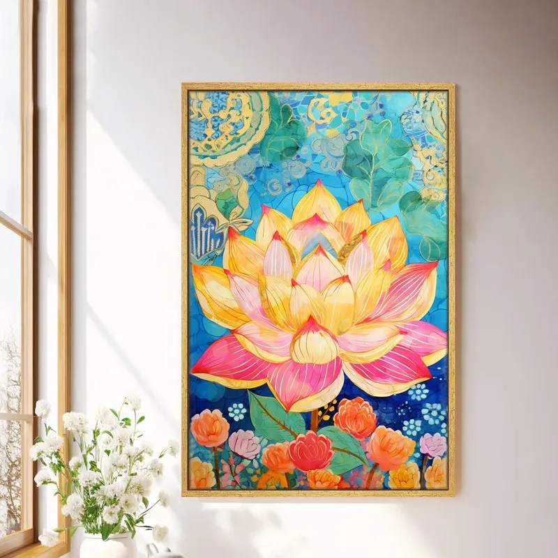 Dreamscape Lotus Wall Art With Frame media 1