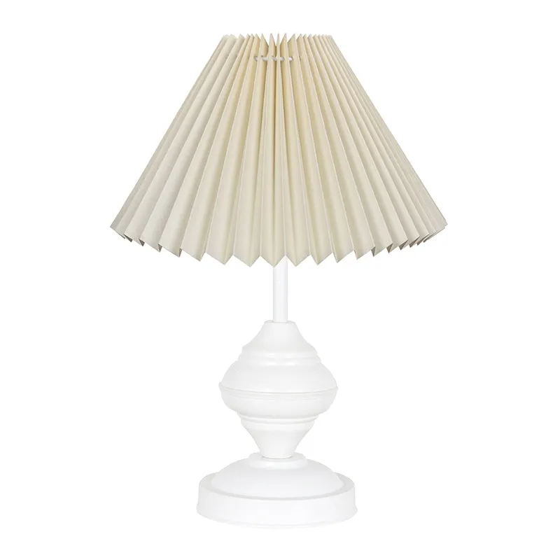 French Pleat Orbin Metal Table Lamp - Ivory,White media 3