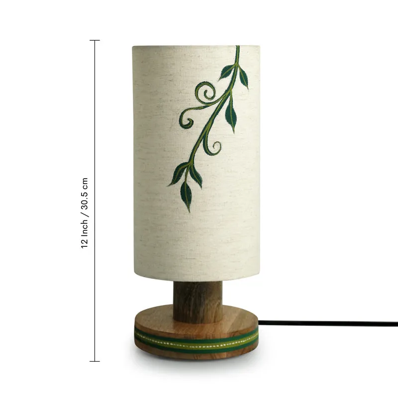 Ampelos Handcrafted Mango Wood Table Lamp - White,Green media 8