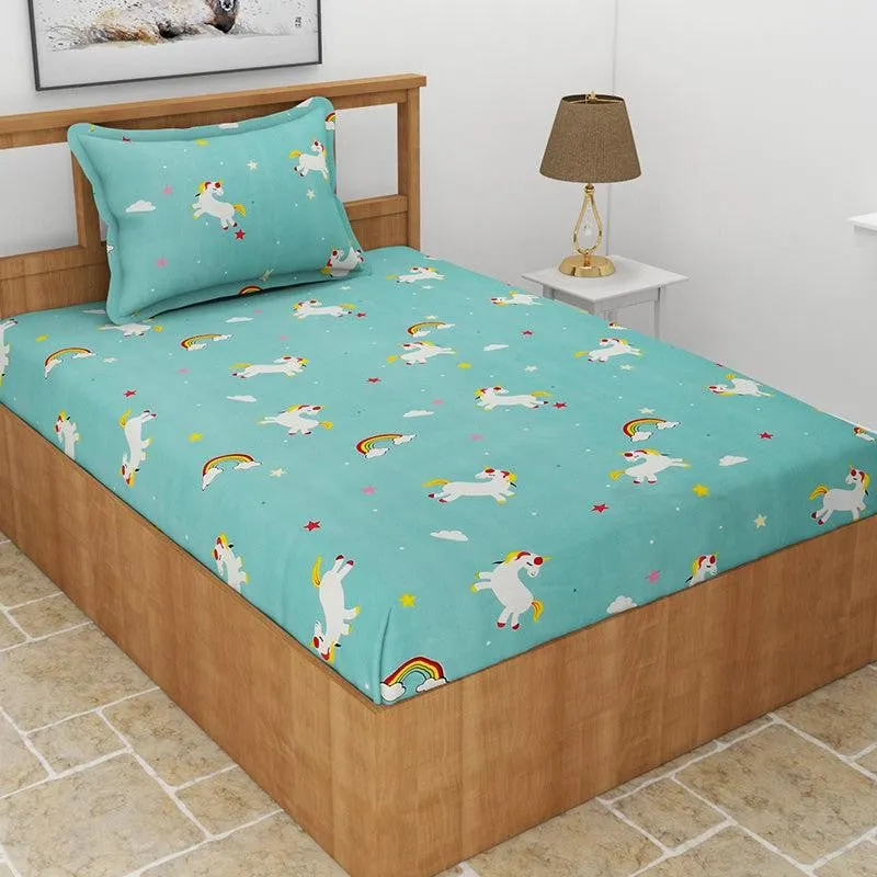 Sky Bow Kids Microfiber Bedsheet (Aqua) - 130 GSM media 3