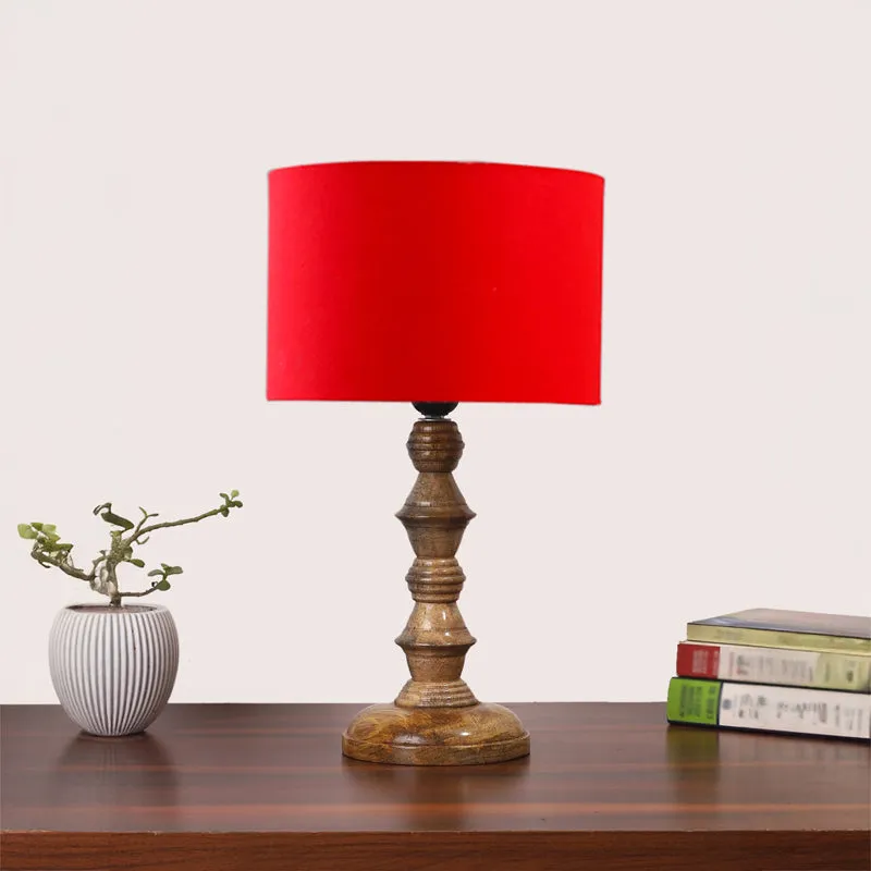 Cotin I Timber Wooden Table Lamp - Red,Brown media 3