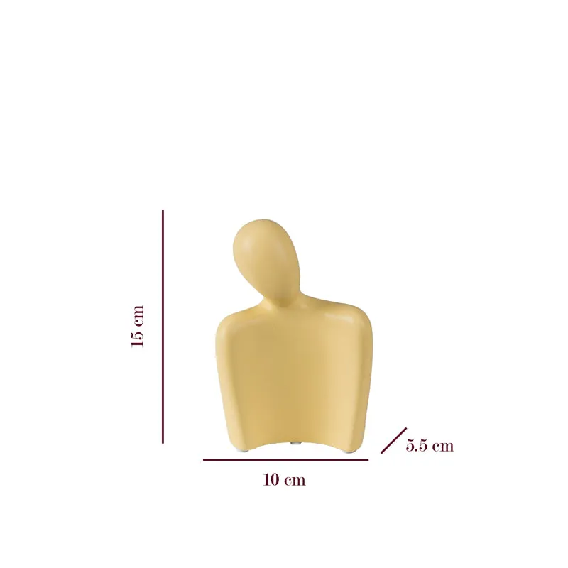 Dual Embrace Abstract Painted Resin Showpiece (Yellow) - Set Of Two media 5
