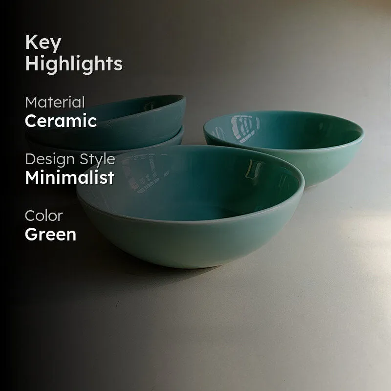 Porcella Ceramic Snack Bowl (Green/350 mL Each) - Set Of Four media 2