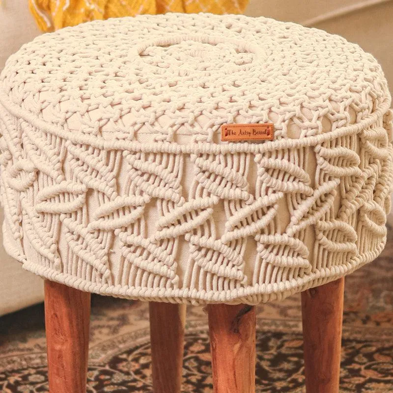 Maha Boho Handcrafted Macrame Stool media 4