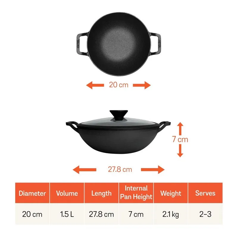 Meyer Cast Iron Kadhai with Lid - 1500 mL media 8