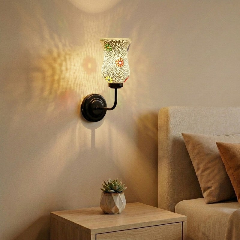 Daisy Dot Mosaic Arc Glass Wall Lamp