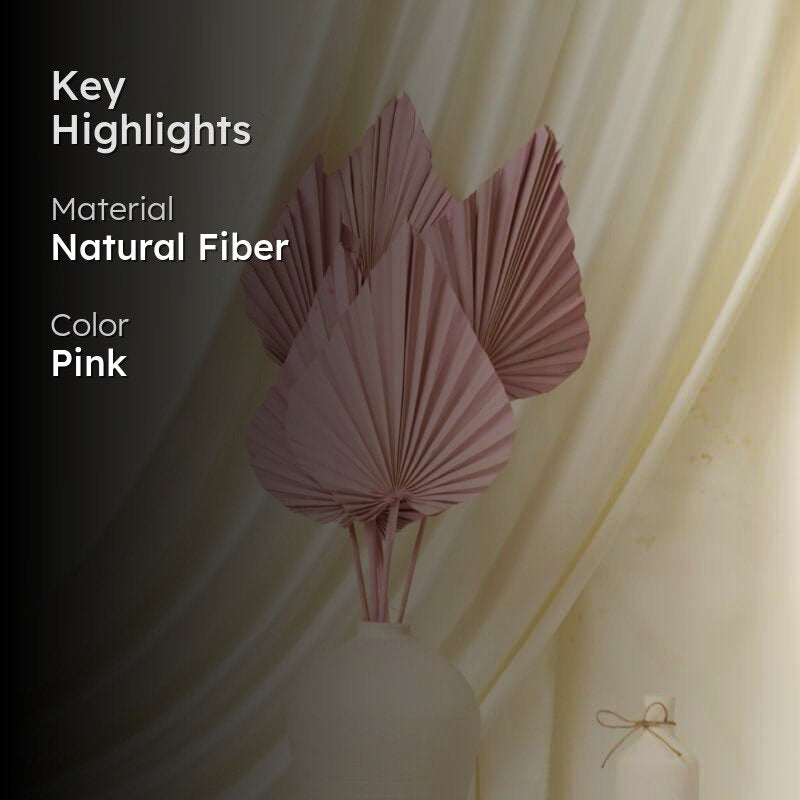 (Pink) Palm Leaf (20 cms) - Set Of Five Stems media 2